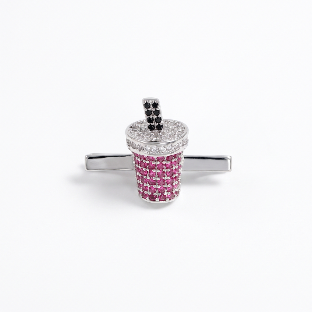 Charm Clip · Milk Tea Pink, silver