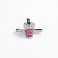 Charm Clip · Milk Tea Pink, silver