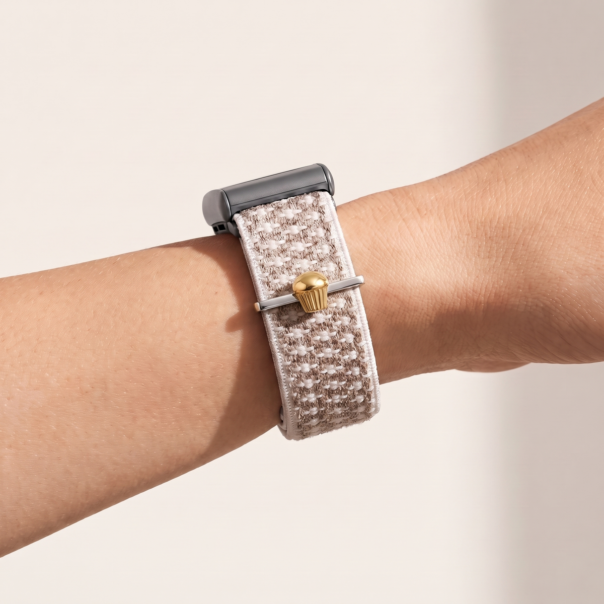 Charm Bar · Cupcake worn on a knit band