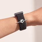 Charm Bar · Football worn on a knit band